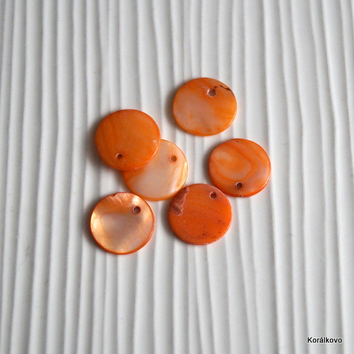 Perletova placka oranžová 15mm, 6ks