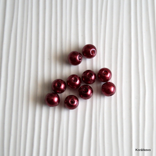 Voskovana perla červená tm 8mm