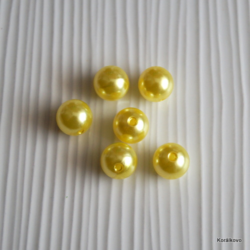 30ks voskovaná perla žltá 12mm
