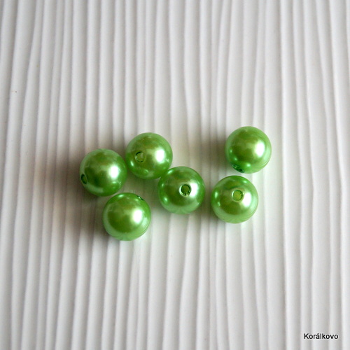 Voskovana perla zelená sv 12mm