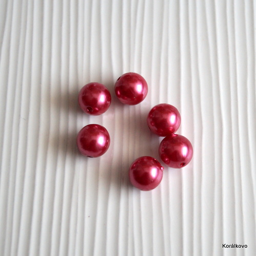 30ks voskovaná perla ružovobordova 12mm